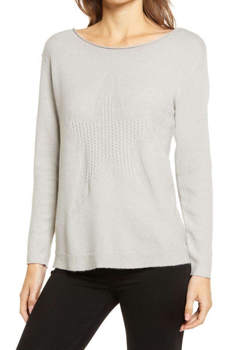 Wit & Wisdom Cable Knit Star Sweater, Main, color, 