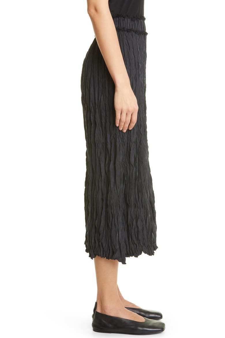 Totême Crinkled Silk Skirt, Alternate, color, BLACK