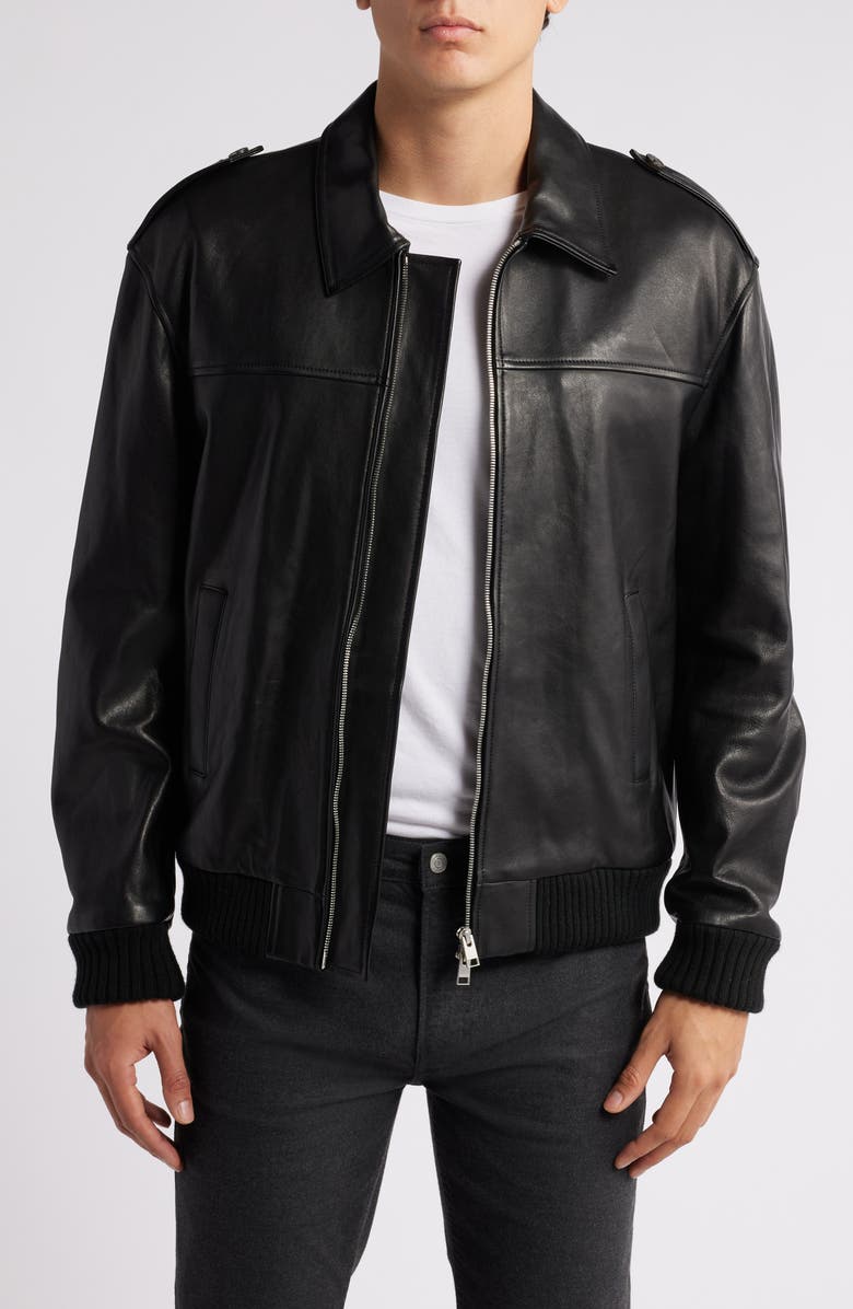 FRAME Leather Bomber Jacket, Main, color, 