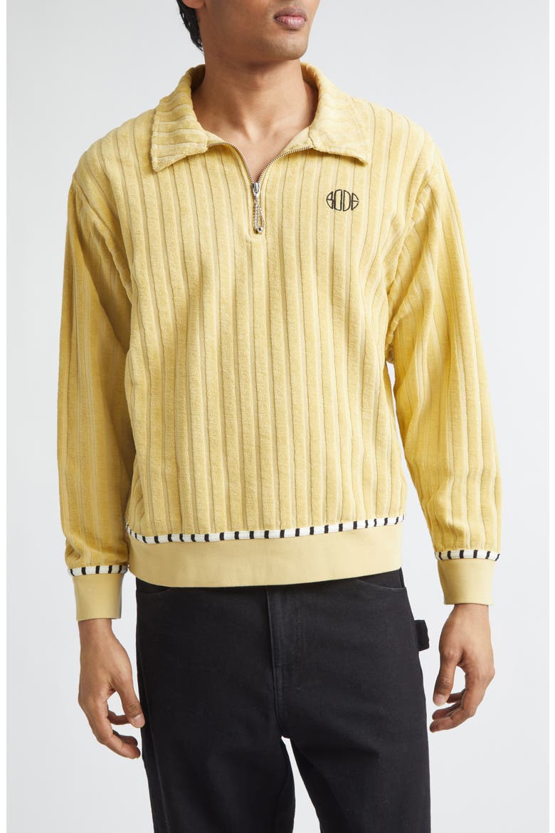 Croquet Ground Rib Terry Cloth Pullover, Main, color, YELLOW GREEN