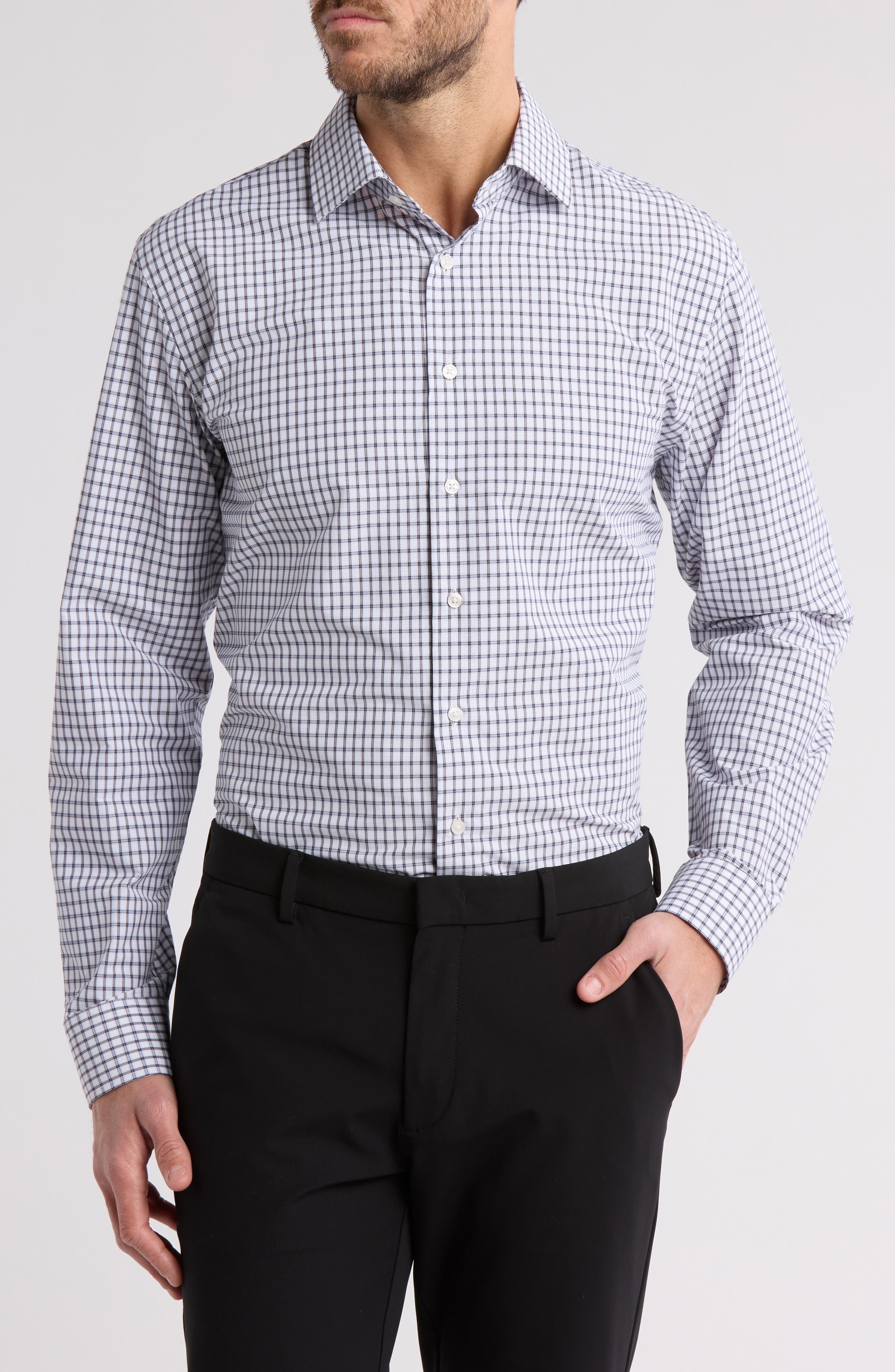 Nordstrom Reine Easy Care Non-Iron Trim Fit Plaid Dress Shirt (Men ...