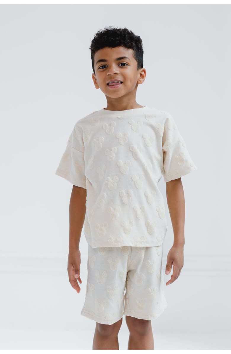 Disney Loop Terry T-Shirt & Shorts Set, Alternate, color, Mickey Mouse Beige