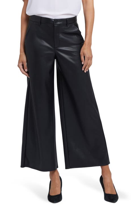 Morgan Faux Leather Wide Leg Ankle Pants