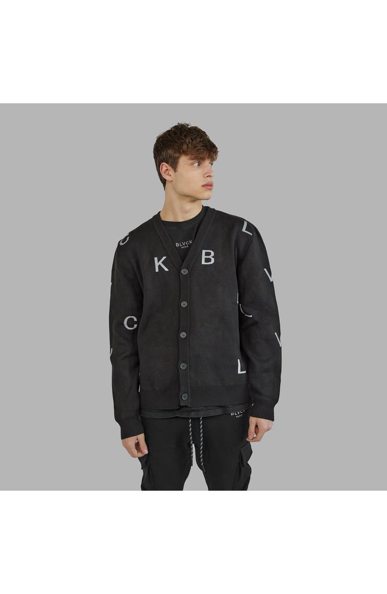 Blvck Paris Blvck Letters Cardigan, Alternate, color, Black