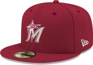 New Era Men's New Era Cardinal Miami Marlins White Logo 59FIFTY Fitted Hat