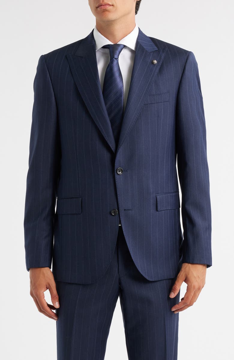 Jack Victor Engel Stripe Super 130s Wool Suit, Alternate, color, Navy