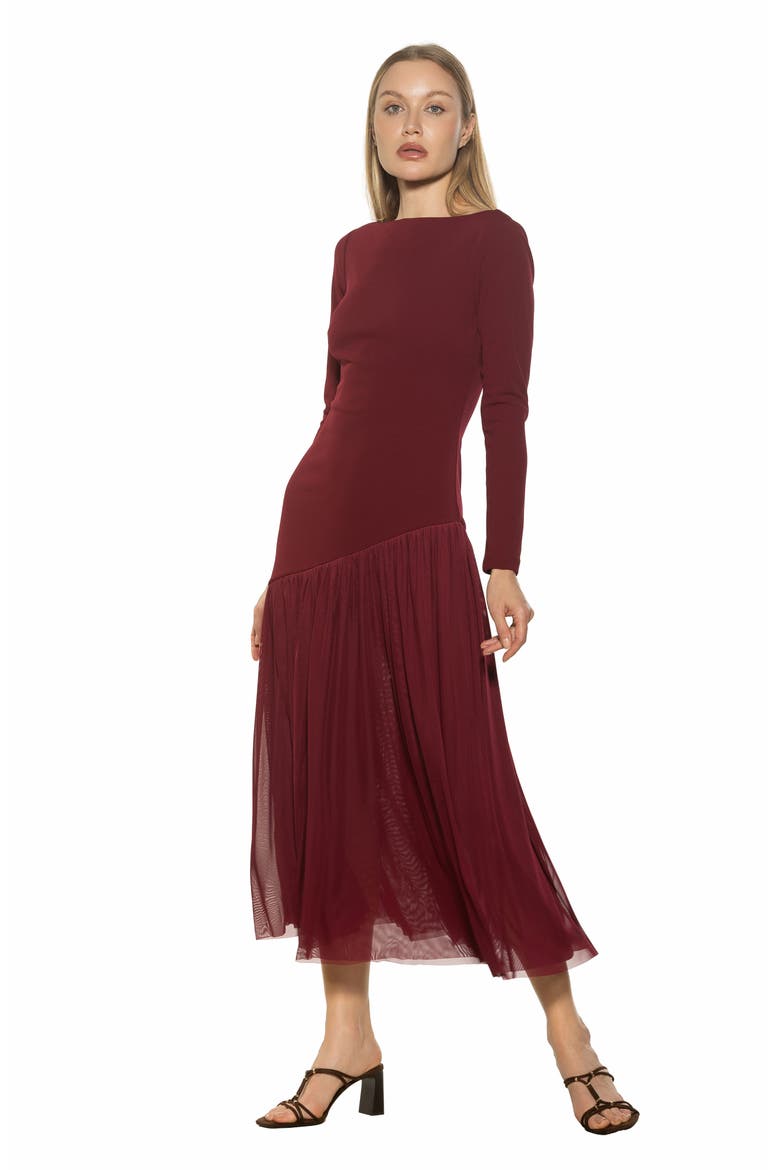 Elaris Asymmetric Maxi Dress, Alternate, color, BURGUNDY