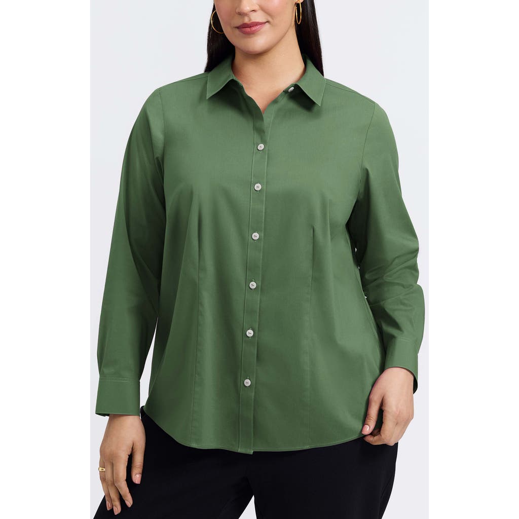 Foxcroft June Stretch Cotton Blend Button-up Shirt In Green