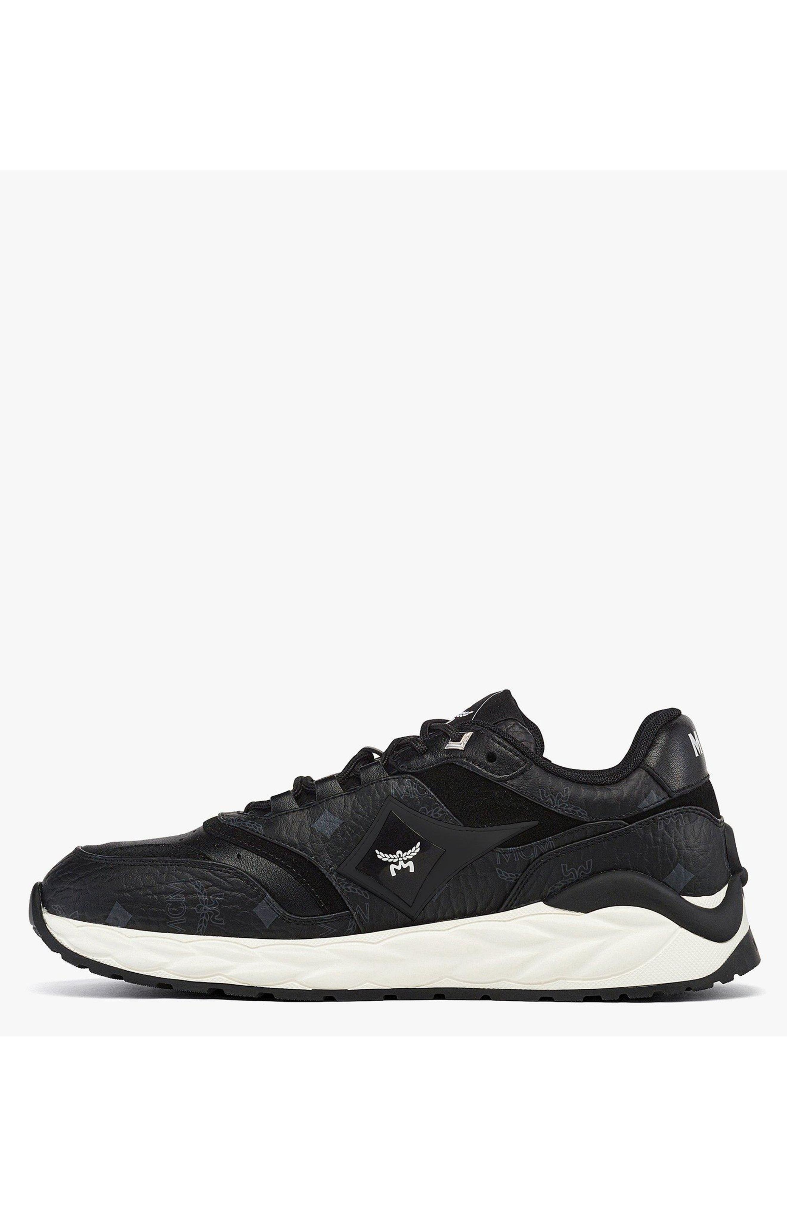 MCM Skywander Sneakers in Visetos, Alternate, color, 