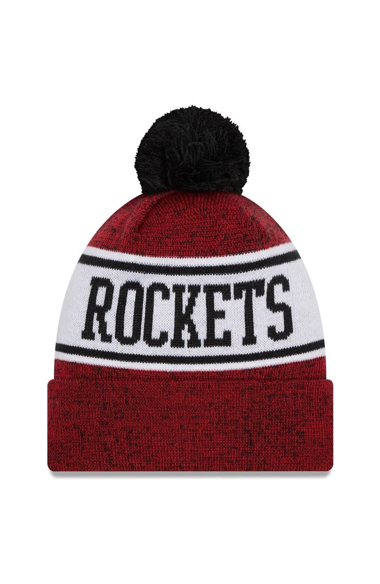 New Era Men's New Era Red/Black Houston Rockets Banner Cuffed Knit Hat with Pom, Alternate, color,