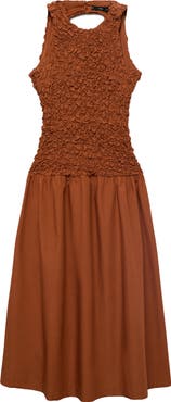 MANGO Textured Bodice Open Back Sundress