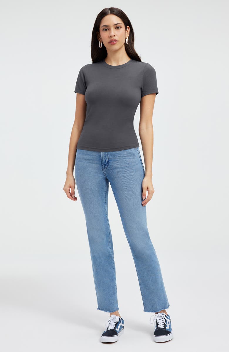 Good American Super Stretch Baby Tee, Alternate, color, Carbon003