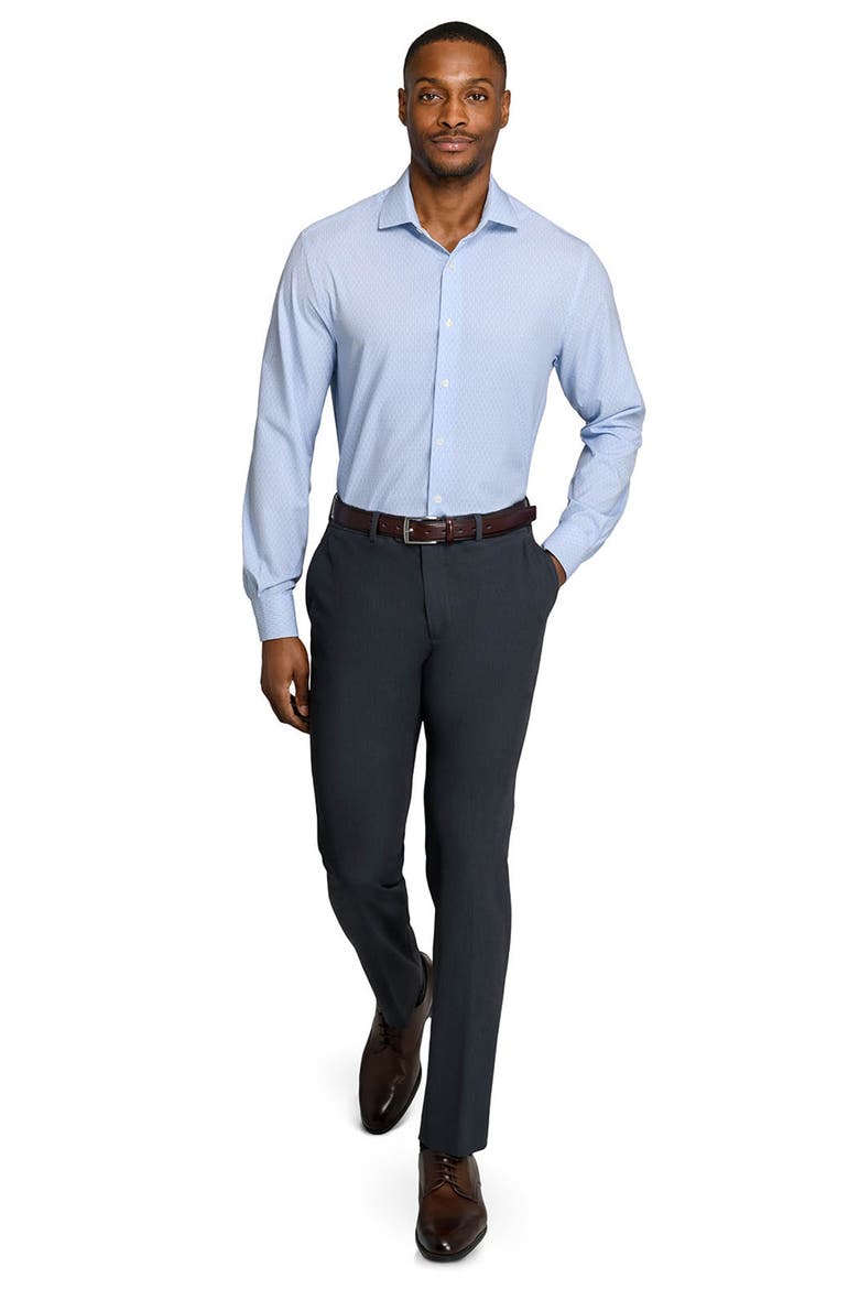 Circle Geo Performance Dress Shirt, Alternate, color, WHITE/ BLUE