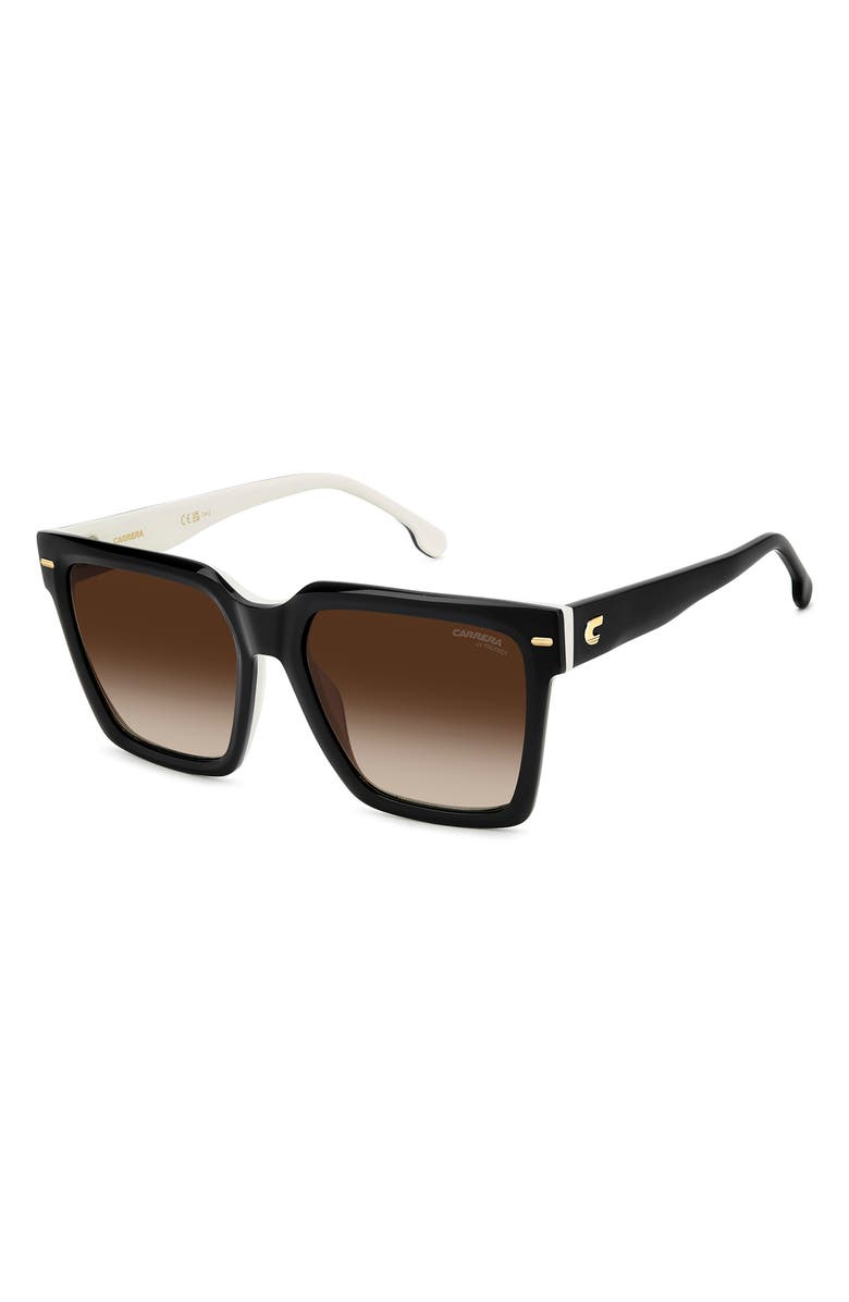 Carrera Eyewear 56mm Gradient Square Sunglasses, Alternate, color, Black White/ Brown Sf