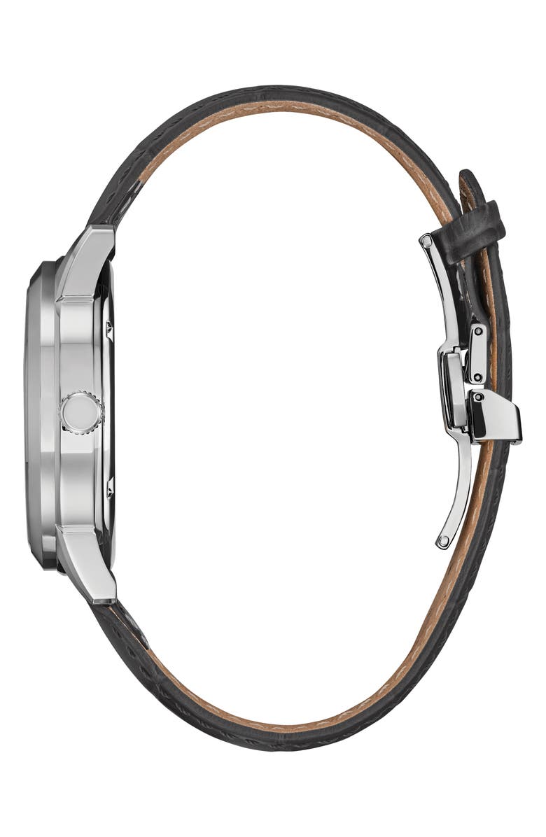 Citizen Rolan Eco-Drive Leather Strap Watch, 40mm, Alternate, color, White/ Grey Multi