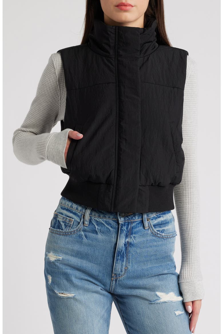 Crop Puffer Vest, Alternate, color, BLACK