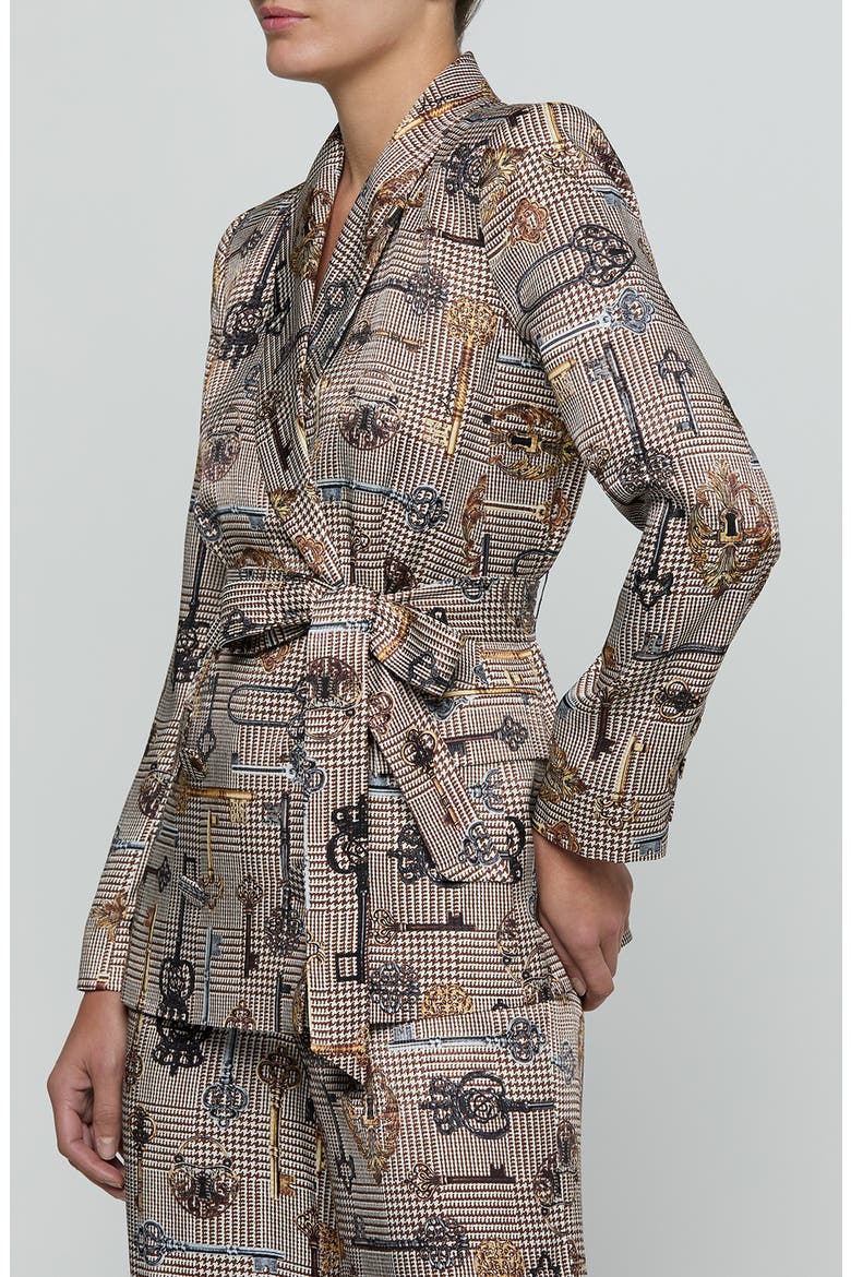 Aven Wrap Blazer, Alternate, color, BROWN MT HOUNDSTOOTH KEY