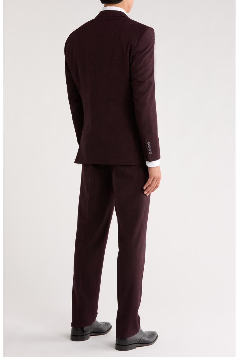 Tatersall Mélange 3-Piece Suit, Alternate, color, BURGUNDY