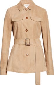 Lafayette 148 New York Belted Nubuck Leather Jacket