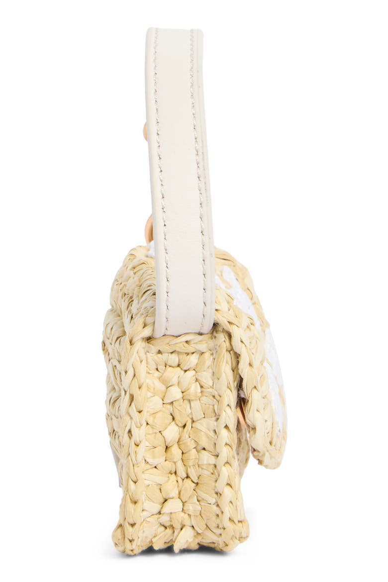Lynn Mini Raffia & Leather Wallet, Alternate, color, NATURAL