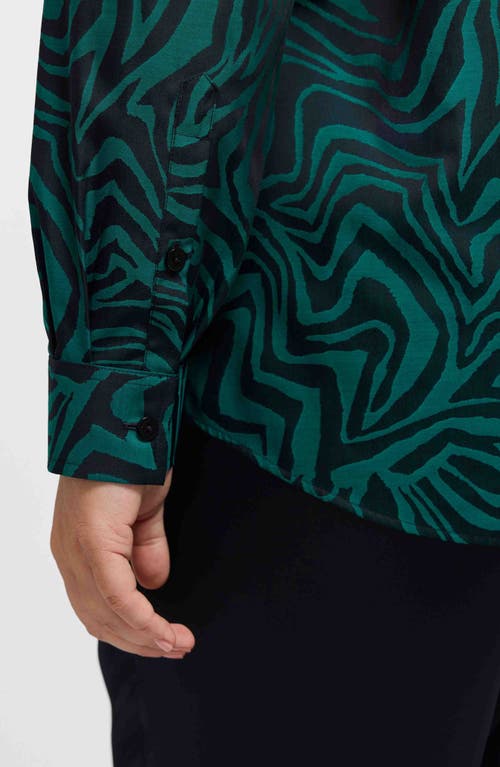 Foxcroft Hampton Zebra Print Button-up Shirt In Green