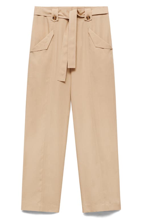 Shop Mango Belted Pants In Beige