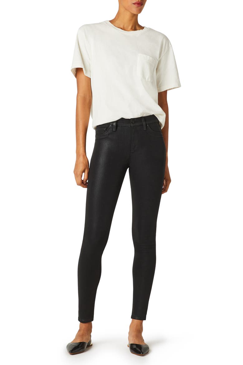 Barbara Coated High Waist Ankle Skinny Jeans, Alternate, color, NOIR COATED