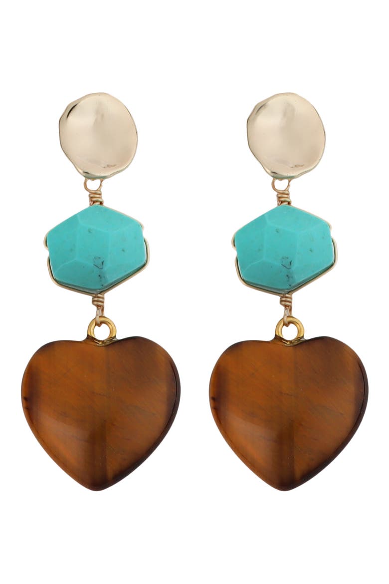 Stone Drop Earrings, Main, color, BROWN
