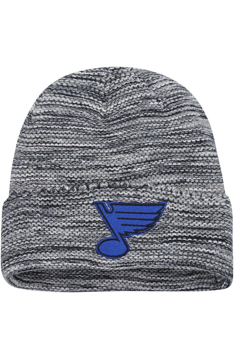 adidas Men's adidas  Black/White St. Louis Blues Marled Cuffed Knit Hat, Main, color, 