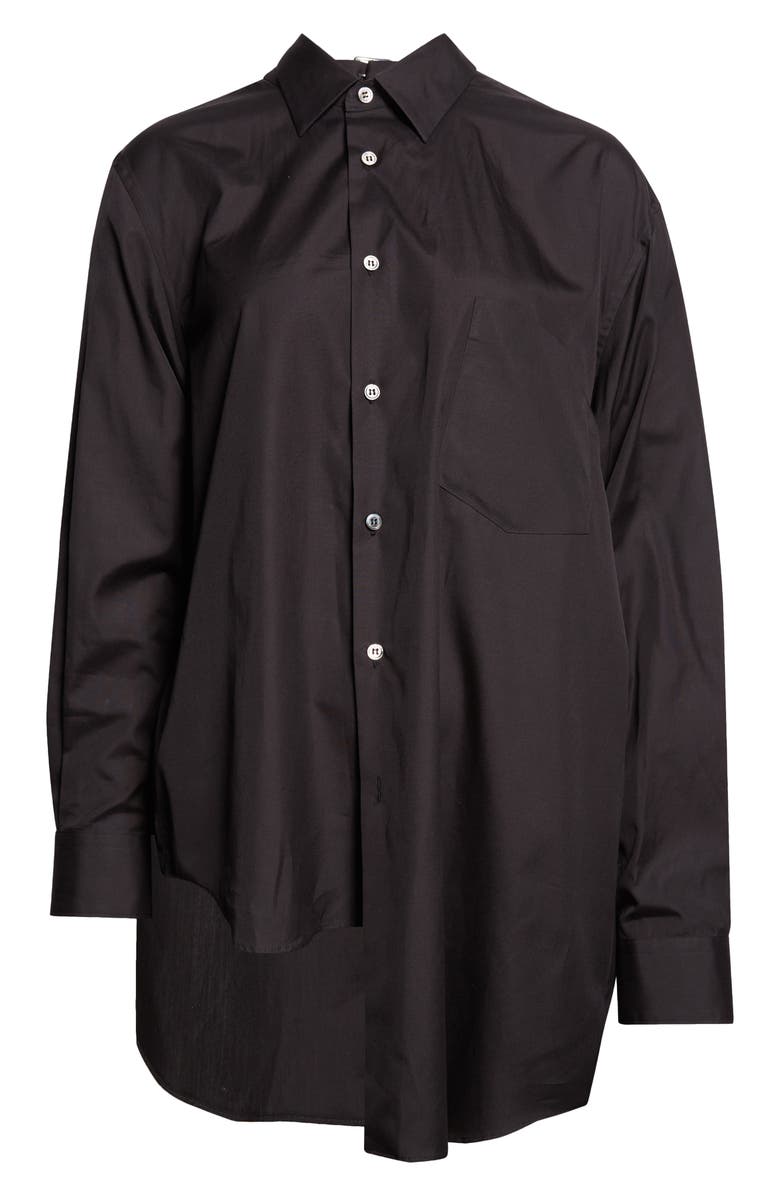 Comme des Garçons Asymmetric Cotton Broadcloth Button-Up Shirt, Alternate, color, Black