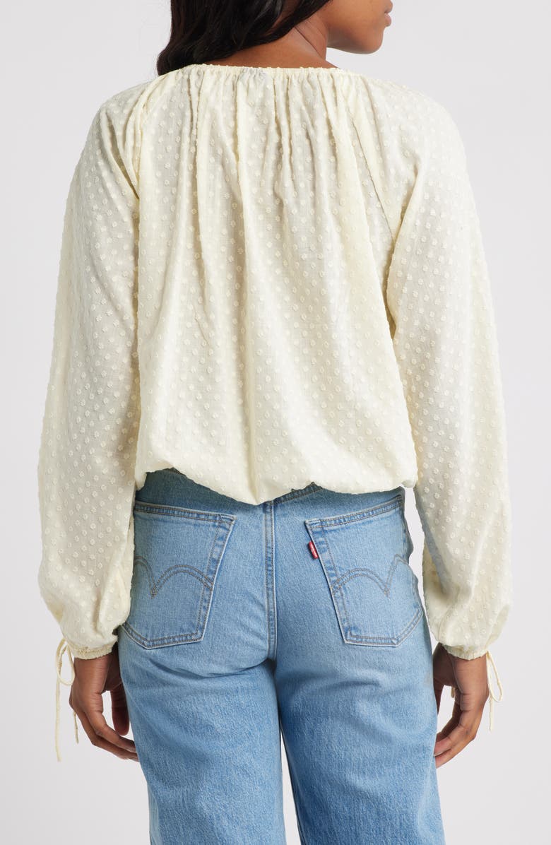 Topshop Clip Dot Tie Front Top, Alternate, color, Buttermilk
