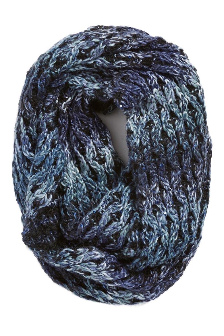 'Honeycomb Shine' Knit Infinity Scarf, Main, color, BLACK PAINT