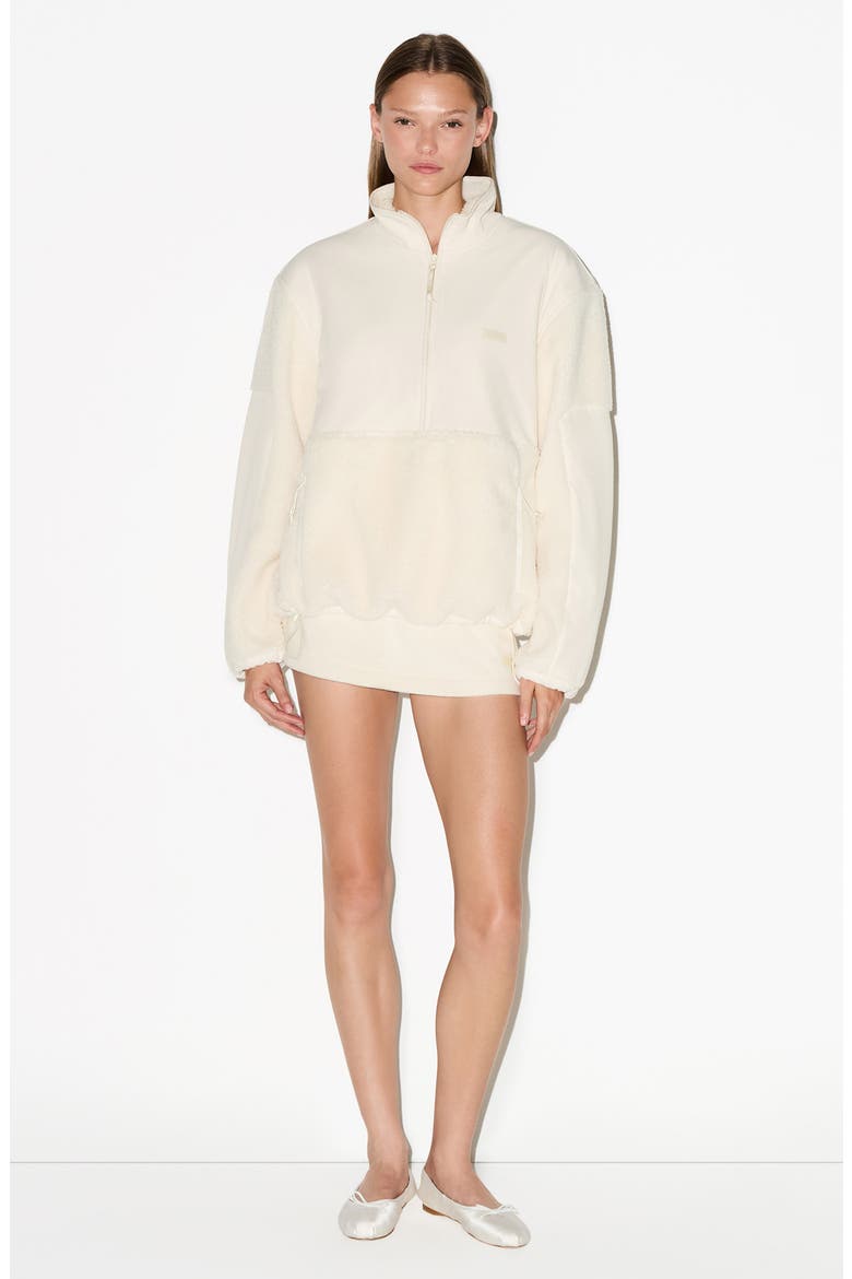 Faux Shearling Half Zip Pullover, Alternate, color, ECRU