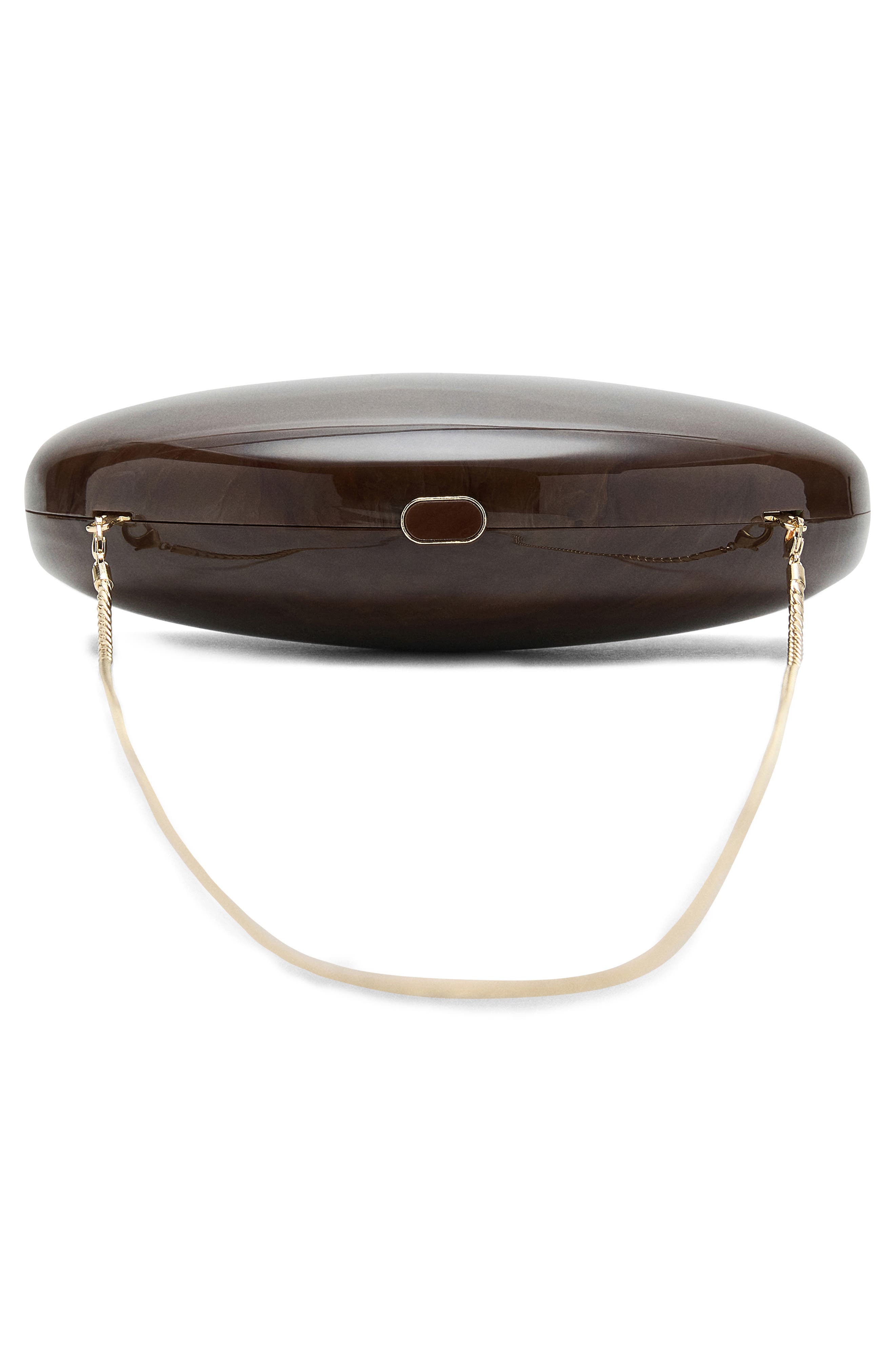 MANGO Oval Frame Clutch, Alternate, color, Chocolate