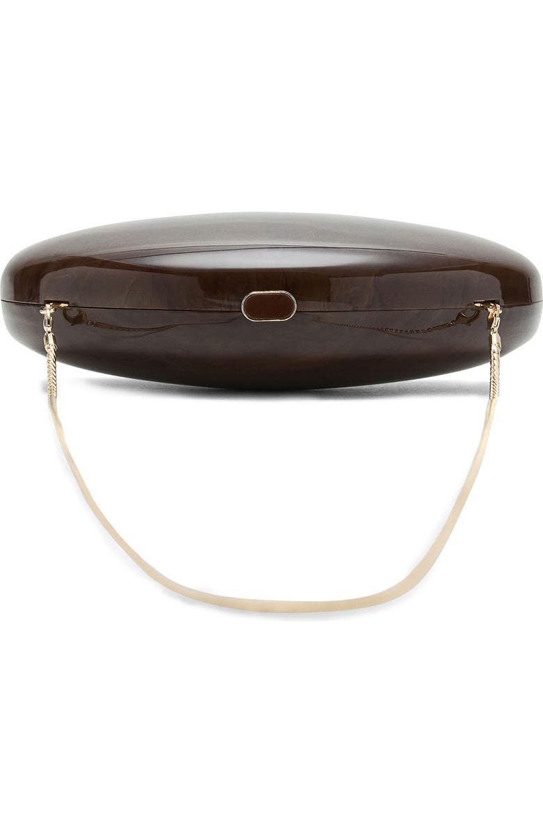 MANGO Oval Frame Clutch, Alternate, color, Chocolate