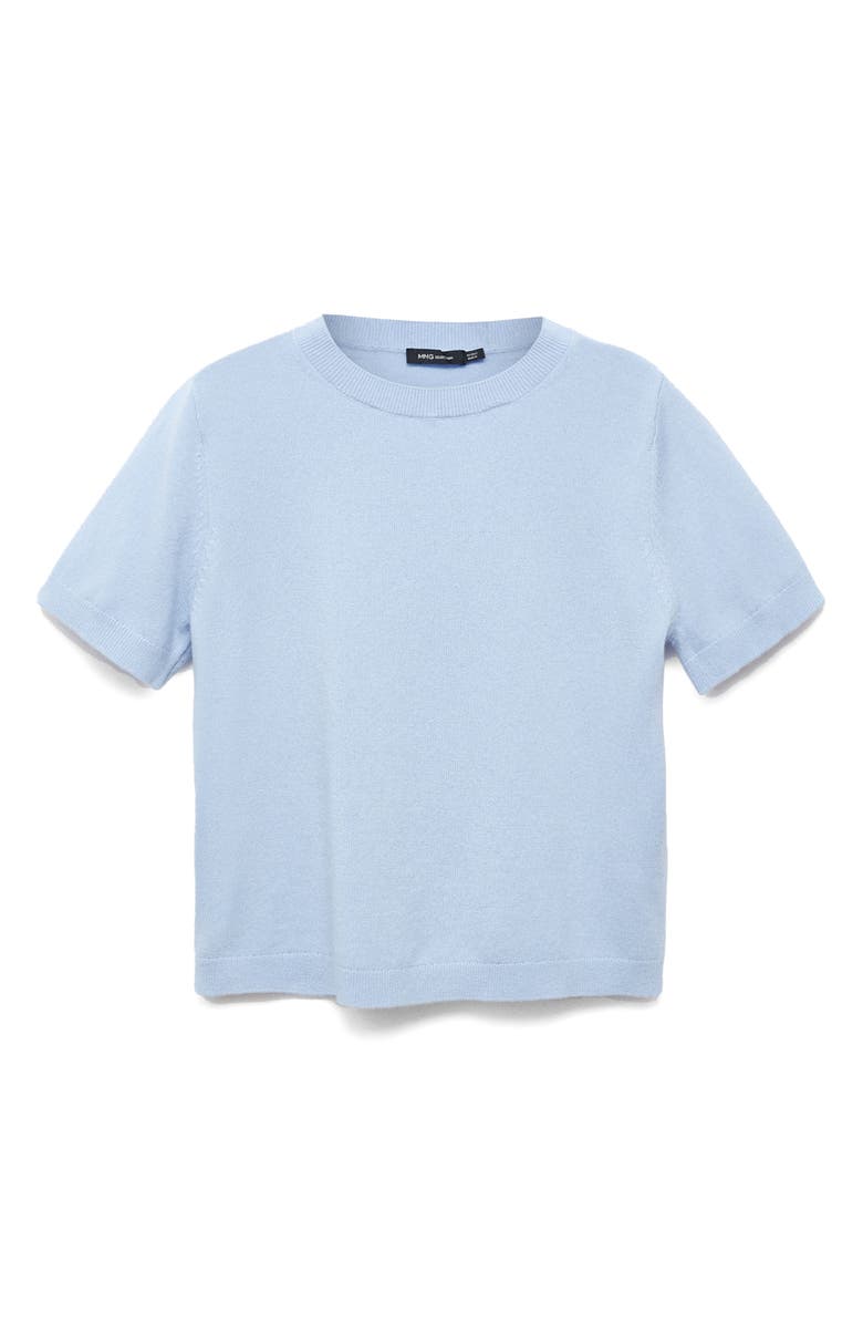 MANGO Selection Short Sleeve Wool & Cashmere Sweater, Alternate, color, Sky Blue
