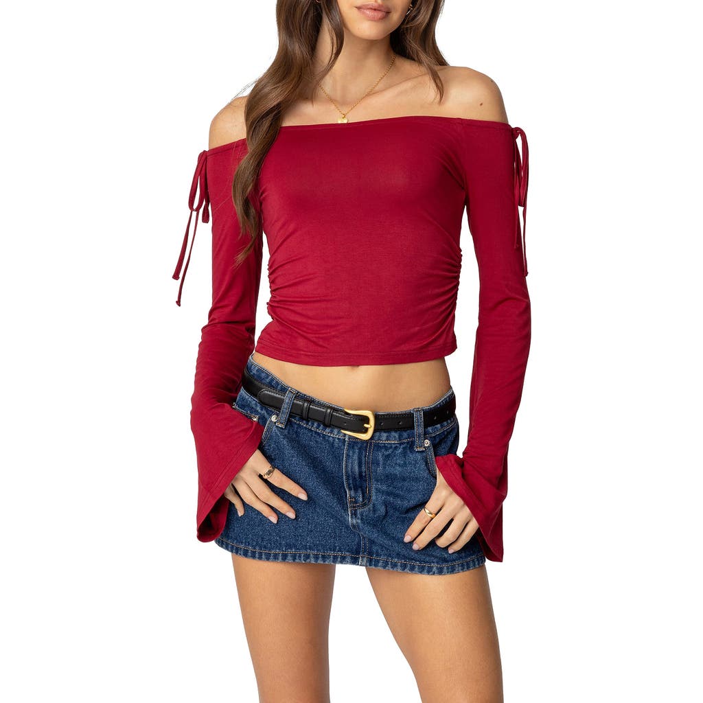 EDIKTED EDIKTED KEAGHAN OFF THE SHOULDER BELL SLEEVE TOP