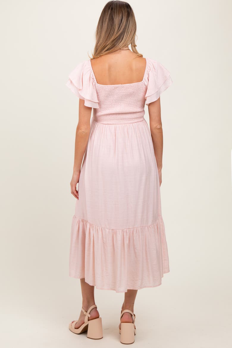 Flutter Sleeve Midi Dress, Alternate, color, Light Pink