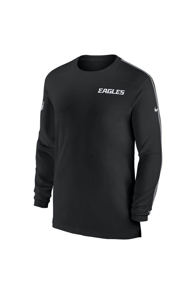 Men's Nike Black Philadelphia Eagles Sideline Coach UV Performance Long Sleeve T-Shirt, Alternate, color, Black