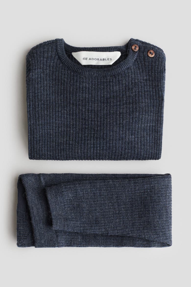 2-piece Merino Wool Set, Alternate, color, Navy blue