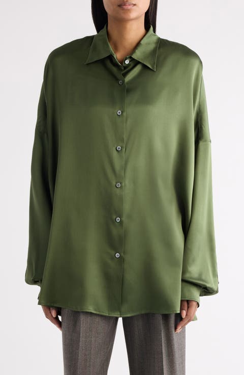 Casia Stretch Silk Button-Up Shirt