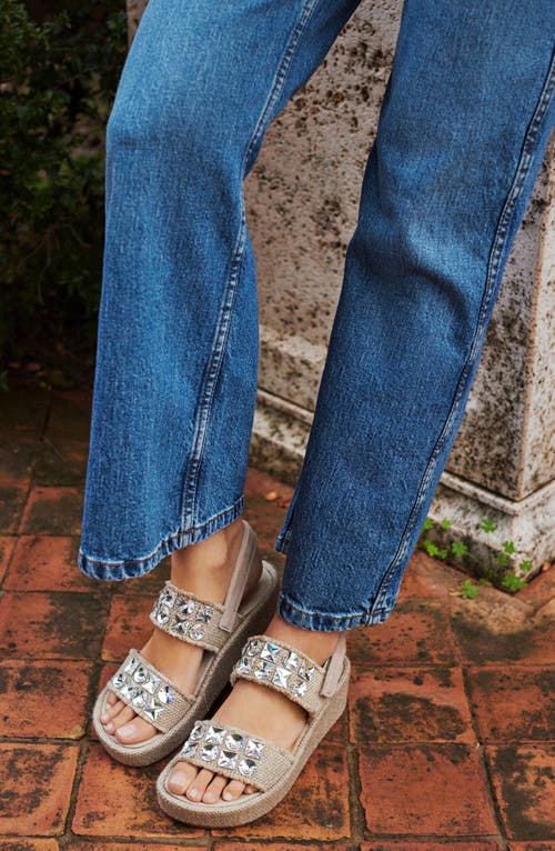 Pedro Garcia Lilibeth Slingback Platform Sandal In Flax Nubby Linen