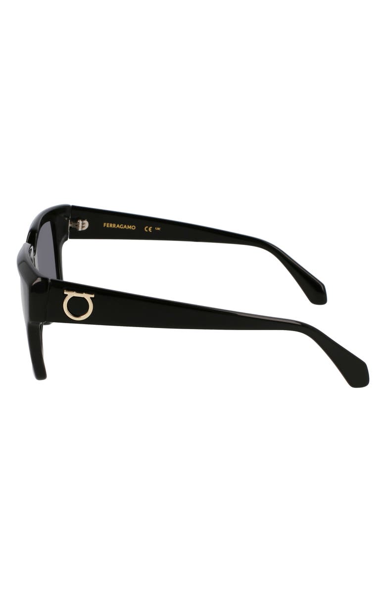 FERRAGAMO Gancini 54mm Rectangular Sunglasses, Alternate, color, Black