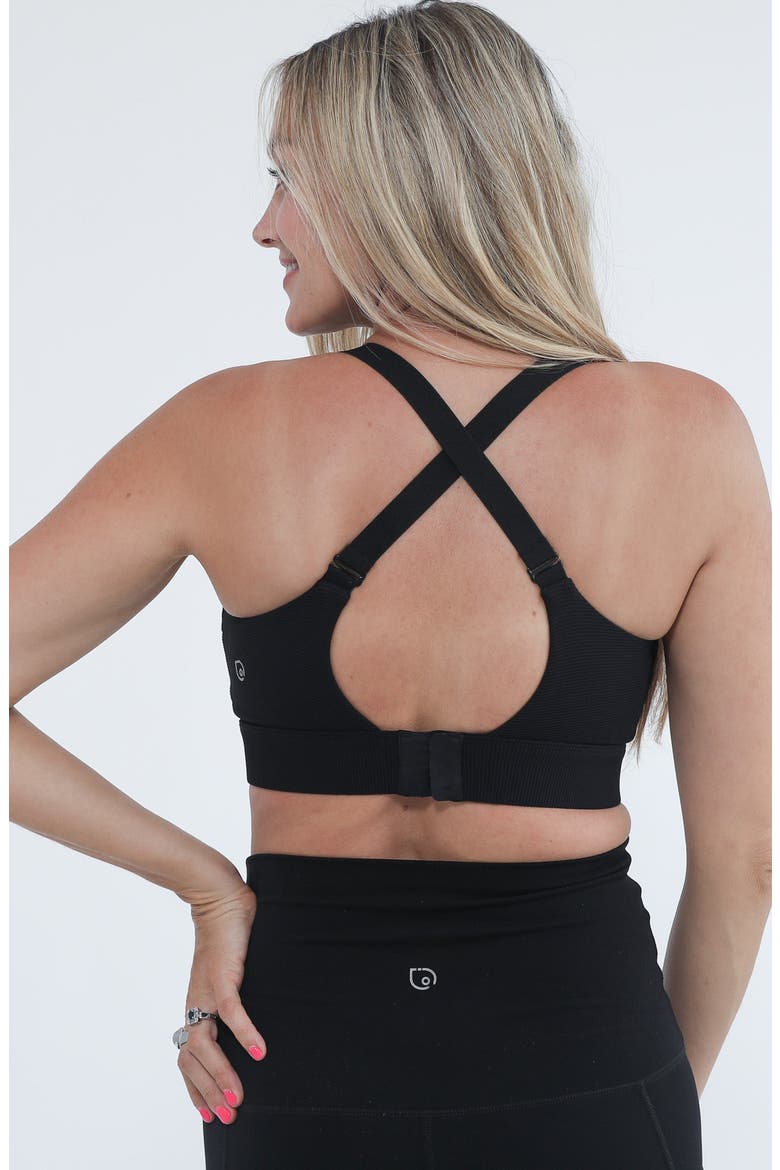 Maeve Run Times Sewn in Cups Nursing and Pumping Sports Bra, Alternate, color, Noir