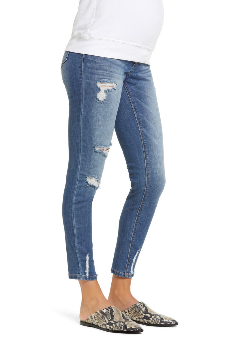 Maternity Chewed Hem Skinny Jeans, Alternate, color, LUCA