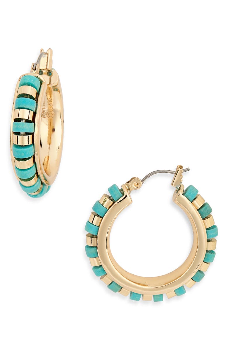 Kenneth Jay Lane Turquoise Hoop Earrings, Main, color, Turq