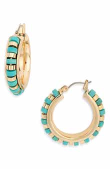 Kenneth Jay Lane Turquoise Hoop Earrings