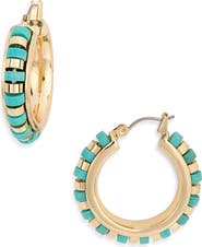 Kenneth Jay Lane Turquoise Hoop Earrings