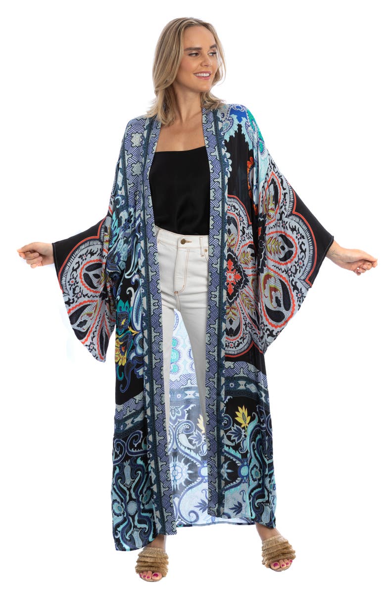 SAACHI Paisley Longline Ruana, Alternate, color, Blue Combo