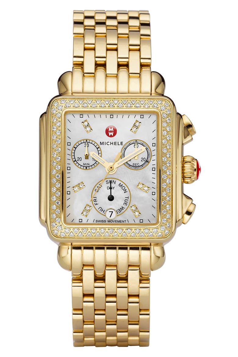 Deco 18mm Gold Plated Bracelet Watchband, Alternate, color, GOLD
